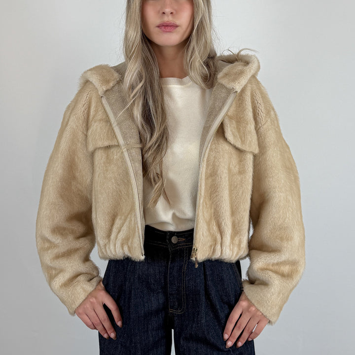 Eco Fur Jacket with Hood