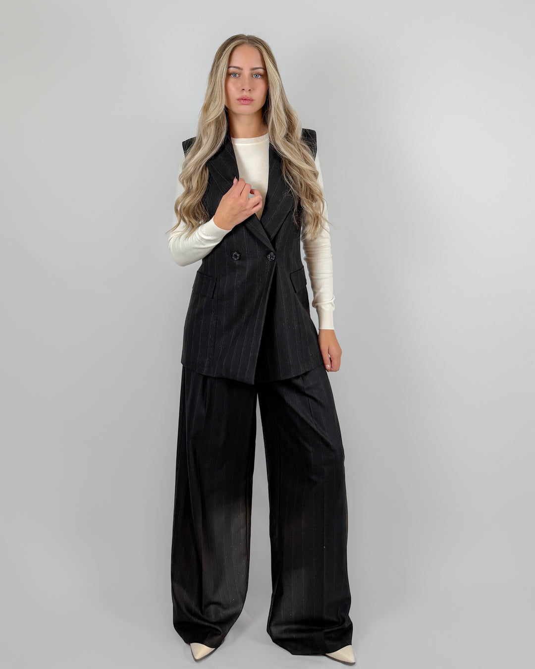 Pleated Wide Leg Trousers
