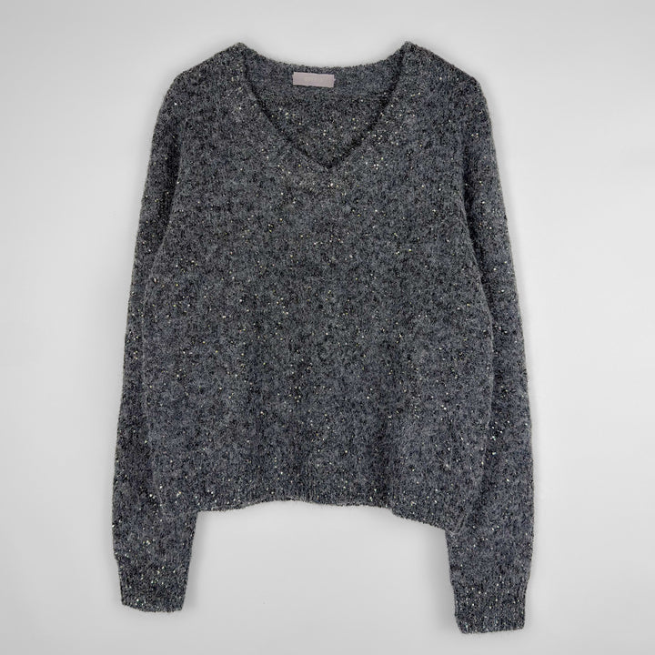Wool Sweater with Micro Sequins