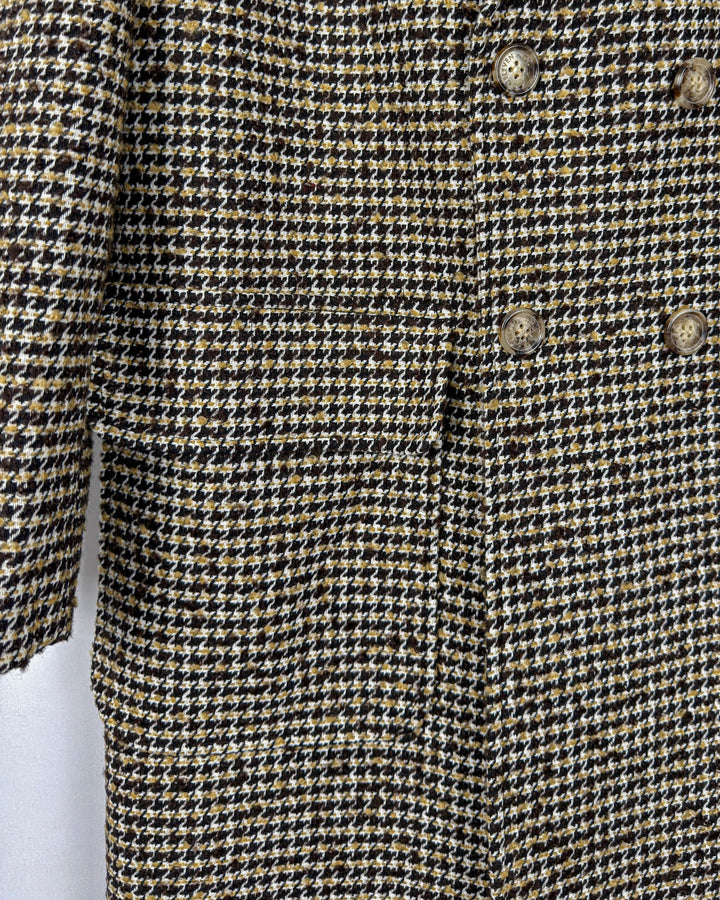 Double-Breasted Houndstooth Coat