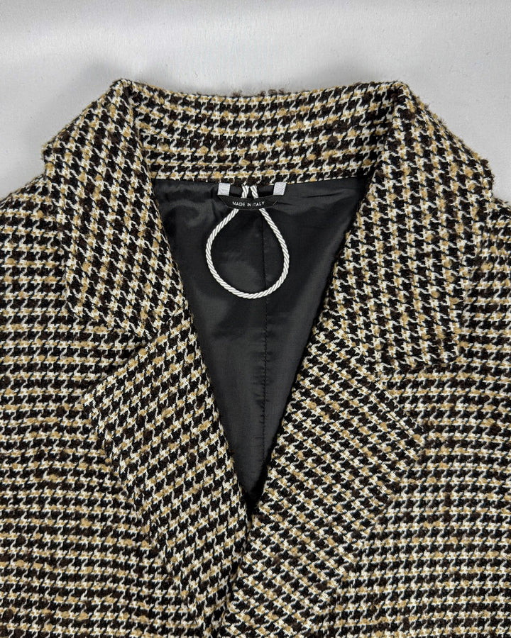 Double-Breasted Houndstooth Coat