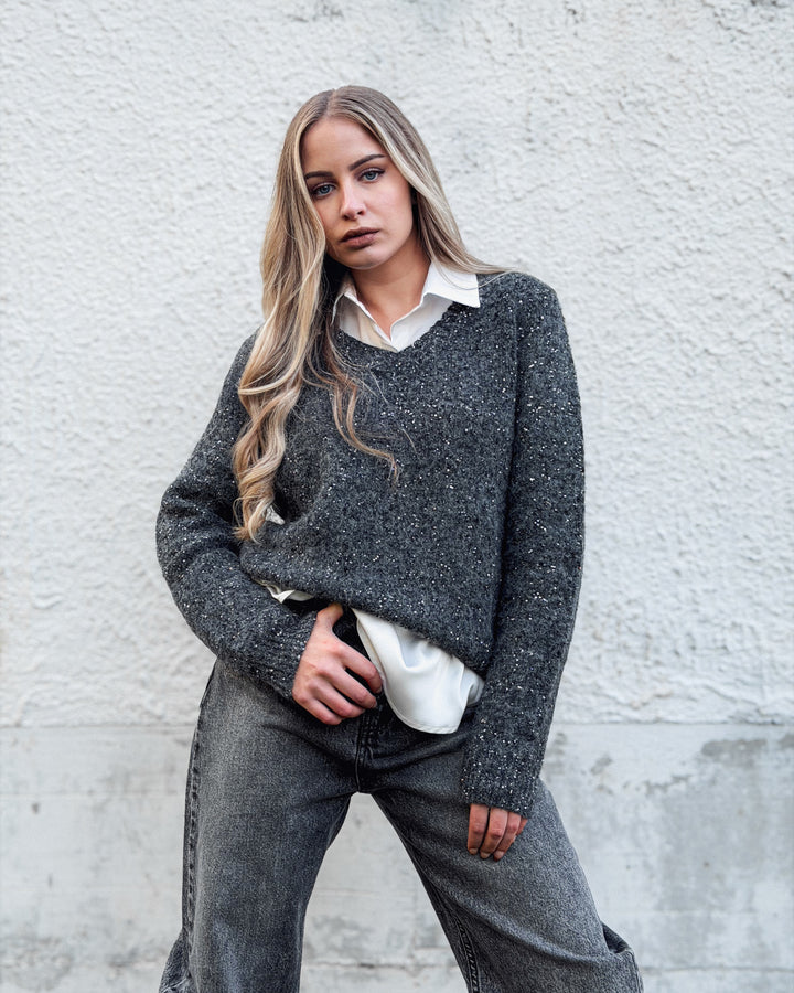 Wool Sweater with Micro Sequins