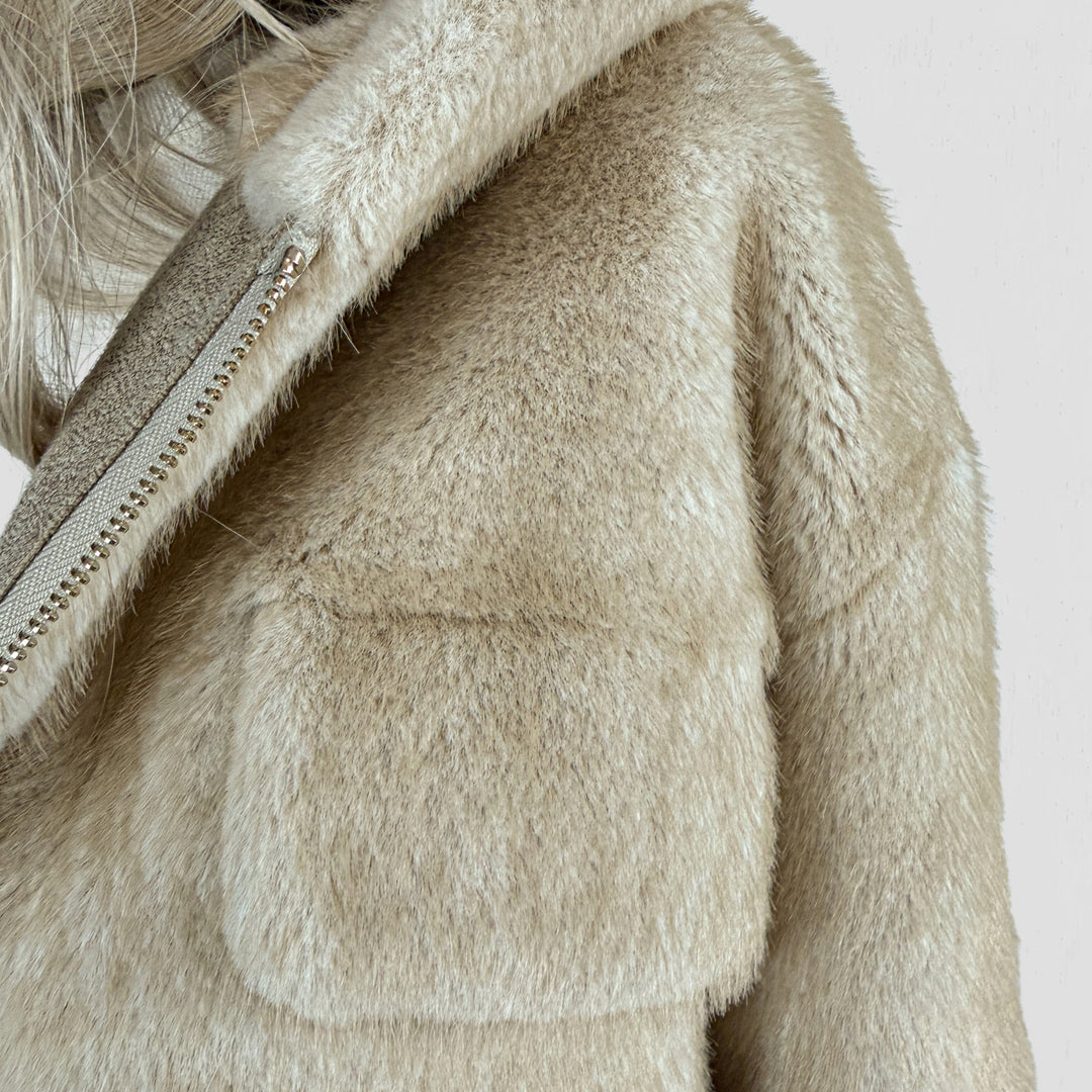 Eco Fur Jacket with Hood