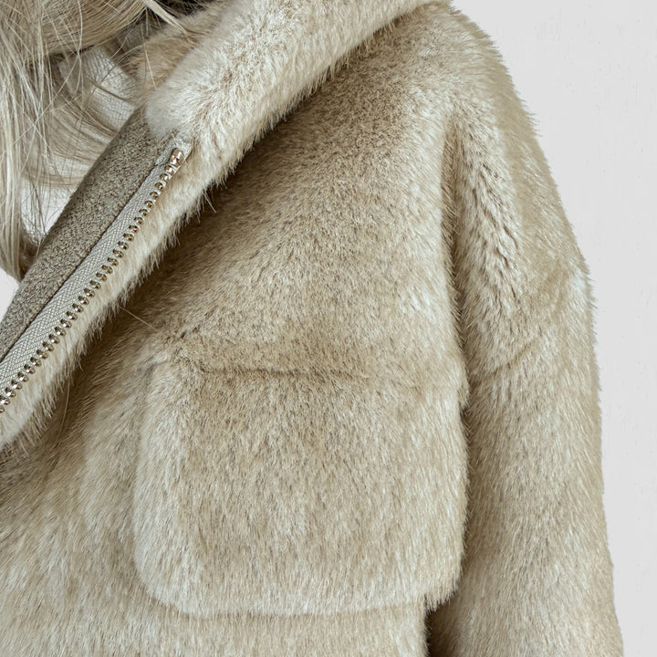 Eco Fur Jacket with Hood